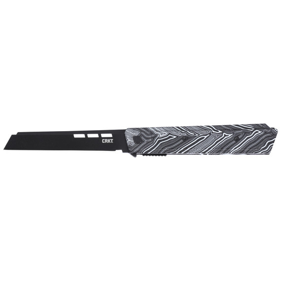 CRKT Zephyr, Folding Knife, Plain Edge, 3.22" Blade, Black TiNi Finish, Black/White G-10 Handle 