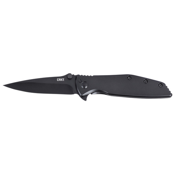 CRKT Slag, Assisted Folding Knife, Black Oxide D2 Blade, Black Stainless Steel Handle 
