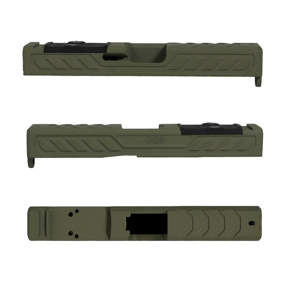 Grey Ghost Precision GGP-19 Slide, Glock 19 Gen 5, RMR/DPP Optic Cut, Stripped, Olive Drab Green Cerakote 