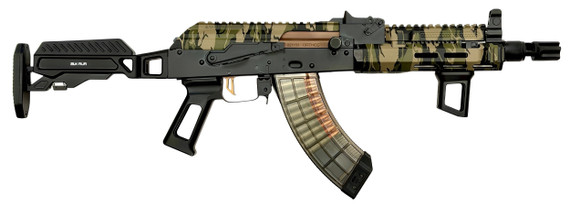 Orthos Arms Babushka AK Zulu SBR, 7.62X39, 10.50" Barrel, Woodland Camo Cerakote 
