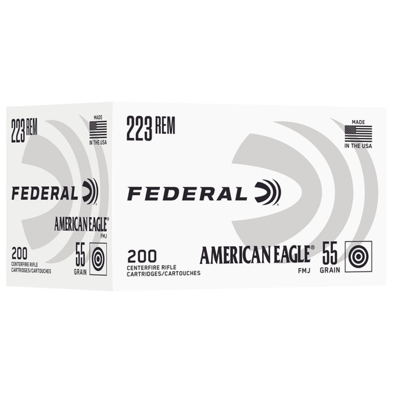 Federal American Eagle, .223 Rem, 55gr FMJ, 200 Rds 