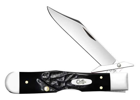 Case Cheetah Cub Rough Black Synthetic, Folding Knife, Polished Blade, Rough Black Synthetic Handle 