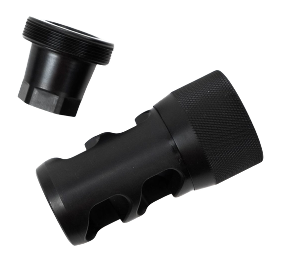 Area 419 Hellfire 2P, Self-Timing Muzzle Brake w/ Adapter, Black Nitride 