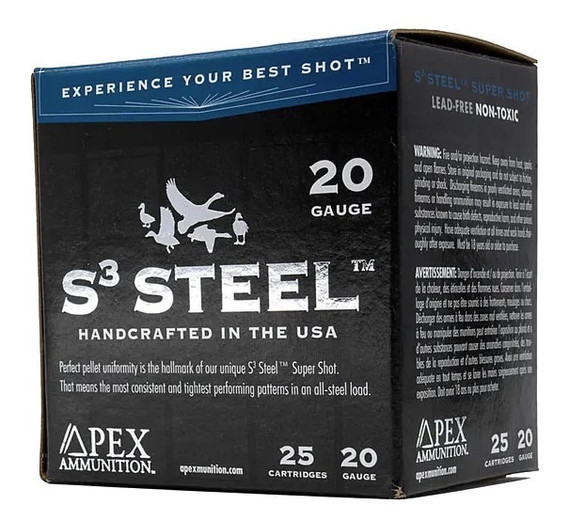Apex Waterfowl S3 Steel, 20 Gauge, 3" 1 oz #2 Shot, 25 Rds 