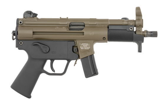 HK SP5K PDW, 9MM LUGER, 5.83" Barrel, 10 Rds, Threaded Barrel, Patriot Brown 