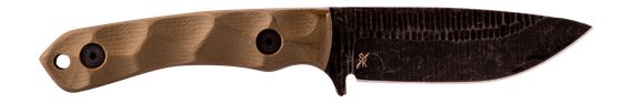Stroup Knives GP2, 3.50" Fixed Blade Knife, OD Green Handle, Acid Etched 1095 Carbon Steel Blade, Kydex Sheath 