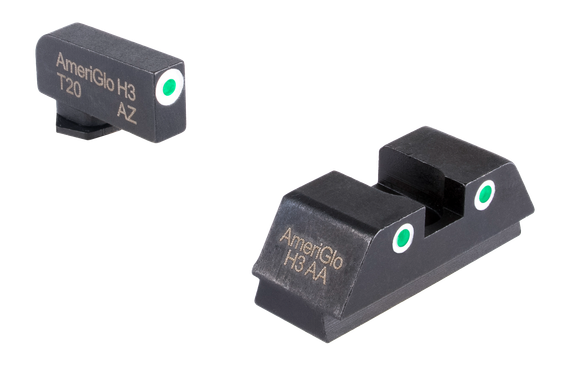 AmeriGlo GL-339, L Tall Green Tritium Night Sights for Glock, Optic-Compatible, Black 