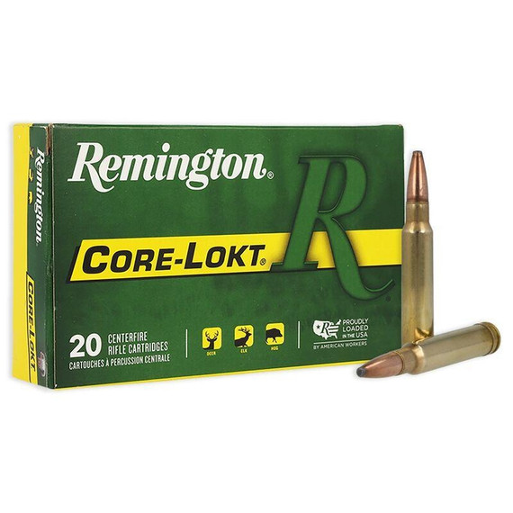 Remington Core-Lokt, .338 Win Mag, 250 Grain Pointed Soft Point Rifle Ammunition, 20 Rounds 