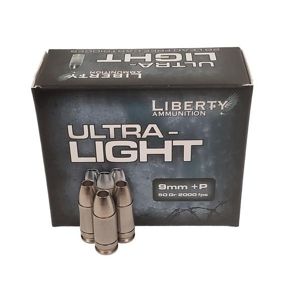 Liberty Ammunition Ultra-Light, 9mm +P, 50 gr Copper Mono.Frag HP 