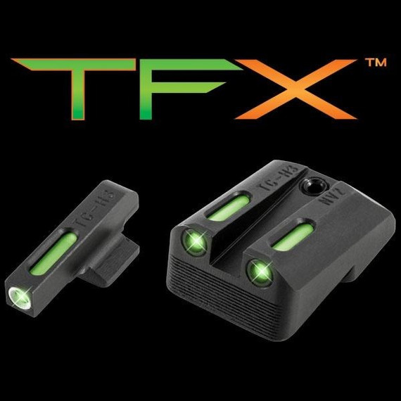 TruGlo TFX, Tritium/Fiber-Optic Day/Night Sights for 1911 Government with Novak LoMount .270/.450, Green, Fortress Finish 