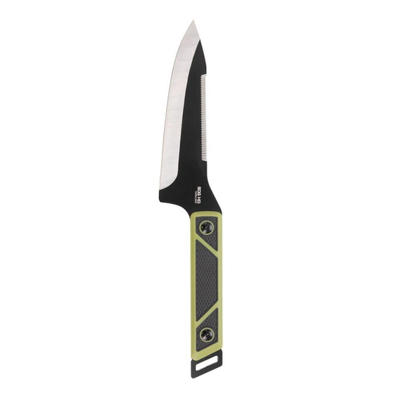 SOG Terragrip Camp Knife, 6.70" Drop Point Blade, Serrated Spine, Black/Green 