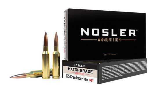 Nosler Match Grade 6.5 Creedmoor 140gr Custom Competition HPBT Ammunition, 20 Rds 