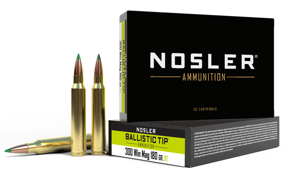 Nosler Ballistic Tip Ammunition, 300 Win Mag, 180 GR BT, 20 Cartridges 