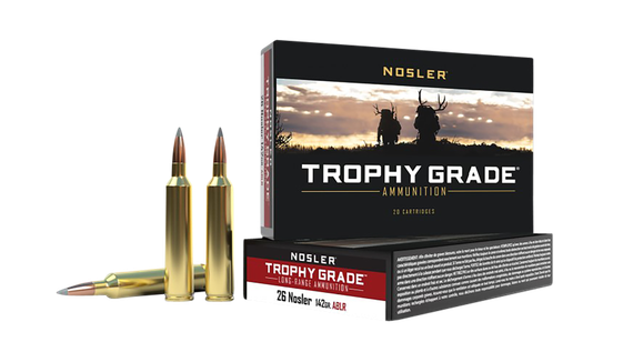 Nosler Trophy Grade Long-Range Ammunition, 26 Nosler, 142gr AccuBond Long Range, 20 Rounds 