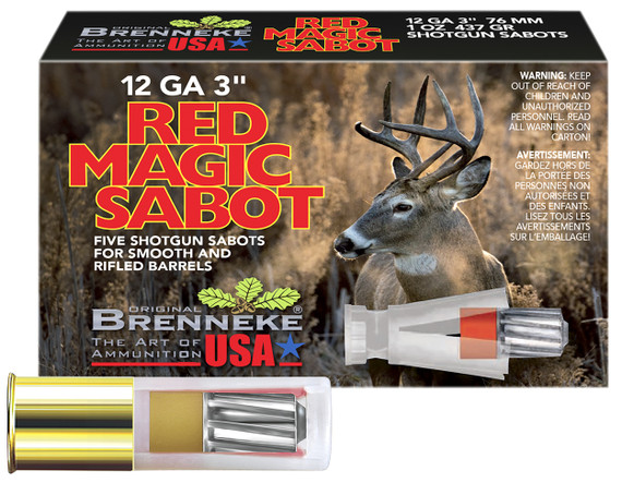 Brenneke Red Magic Sabot, 12 Gauge 3" 1 oz Sabot Slug, 5 Rds 