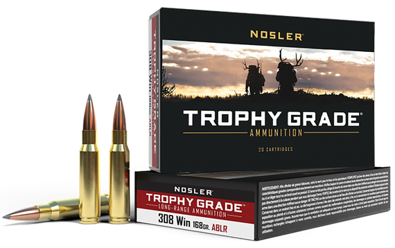 Nosler Trophy Grade Long-Range Ammunition, .308 Win, 168gr AccuBond Long Range, 20 Rds 