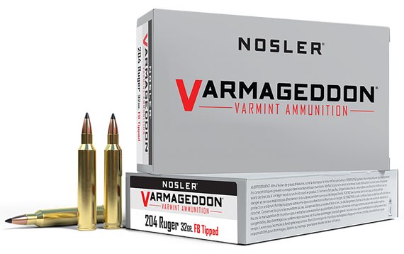 Nosler Varmageddon, 204 Ruger, 32gr Flat Base Tipped, 20 Rounds 