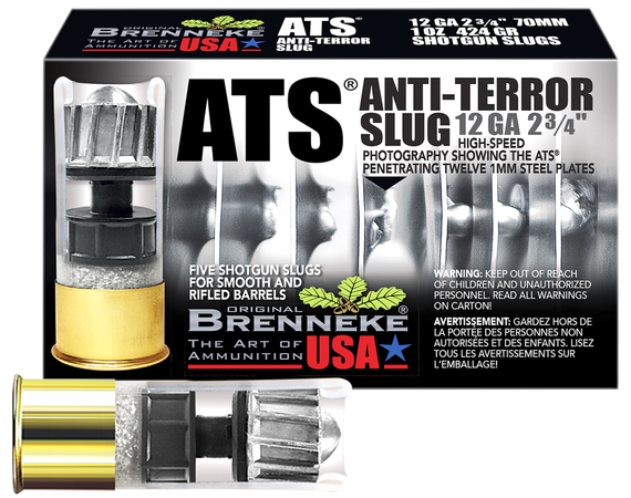 Brenneke ATS Anti-Terror Slug, 12 Gauge 2-3/4", 1 oz, 5 Rds 
