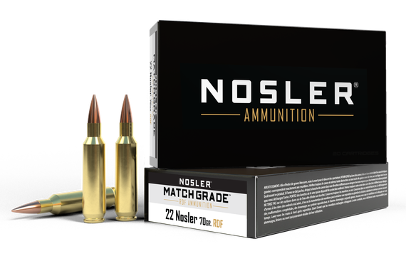 Nosler Match Grade RDF, 22 Nosler, 70gr RDF HPBT, 20 Rds 