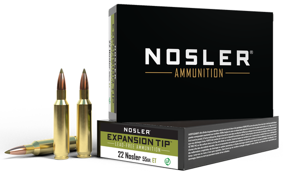 Nosler E-Tip, 22 Nosler 55gr Expansion Tip Lead-Free Ammunition, 20 Rounds 