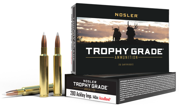 Nosler Trophy Grade, 280 Ackley Improved, 140gr AccuBond, 20 Rounds 