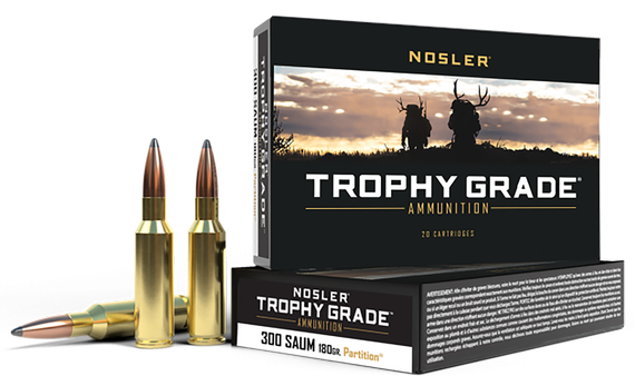 Nosler Trophy Grade, 300 Remington SAUM, 180 gr Partition, 20 Rds 