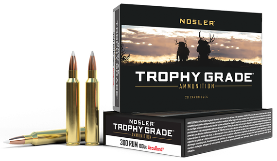 Nosler Trophy Grade 300 RUM 180gr AccuBond Ammunition, 20 Rounds 
