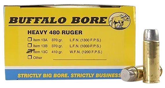 Buffalo Bore Heavy 480 Ruger, 410 gr Wide Flat Nose, 20 Rds 