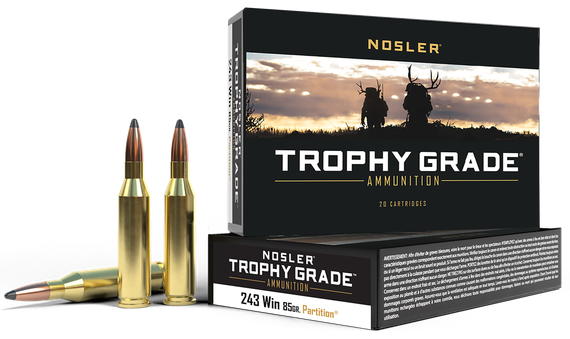 Nosler Trophy Grade, 243 Win, 85gr Partition Soft Point, 20 Rds 
