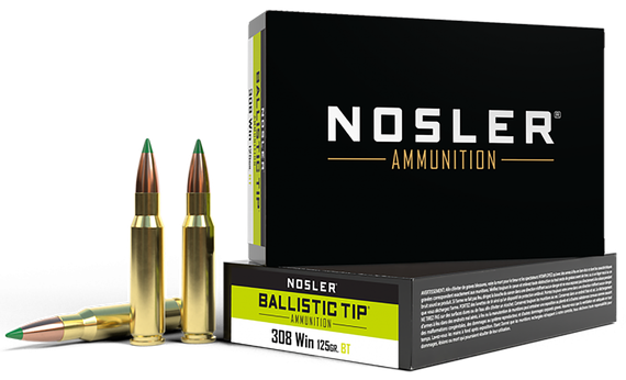 Nosler Ballistic Tip Ammunition, 308 Win, 125gr BT, 20 Rds 