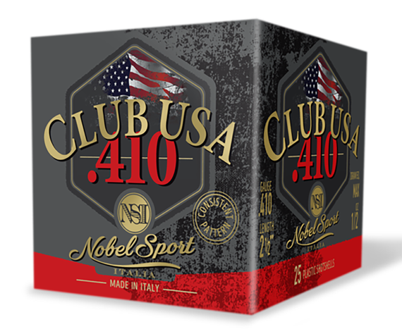 Nobel Sport Club USA .410, 2.50" 1/2 oz #8 Shot, 25 Shotshells 