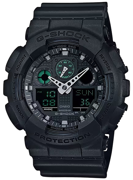 Casio G-Shock GA100MB-1A, Tactical Matte Black, Stainless Steel Bezel 