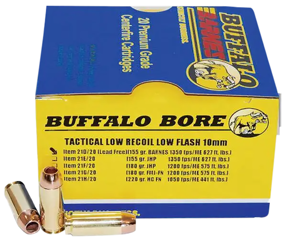 Buffalo Bore 21D20 Buffalo-Barnes Strictly Business, 10mm Auto, 155gr Barnes TAC-XP Lead-Free, 20rd Box 