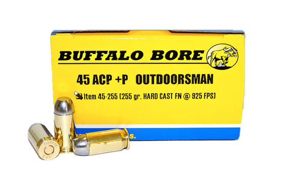 Buffalo Bore Outdoorsman Strictly Business 45 ACP +P 255gr Hard Cast Flat Nose, 20 Rounds 