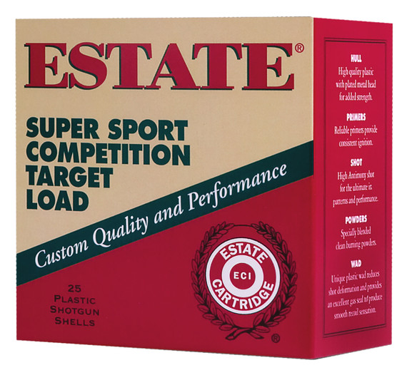 Estate Super Sport Competition Target Load, 12 Gauge, 2.75" Shell, 1 oz #7.5 Shot, 200 Rounds Case 