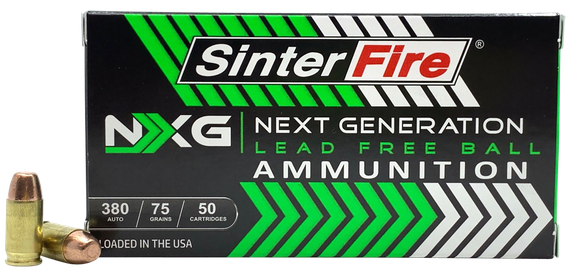 SinterFire NXG Next Generation, 380 ACP, 75gr Lead Free Ball, 50 Cartridges 