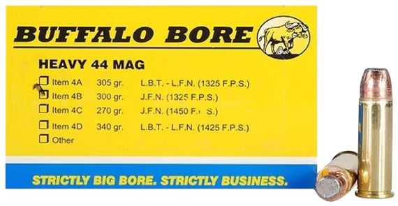 Buffalo Bore Heavy 44 Rem Mag, 300gr Semi-Jacketed Flat Point, 20 Rds 