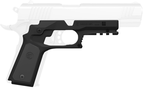 Recover Tactical CC3P Grip and Rail System, Standard Frame 1911, Black Polymer Frame w/ Interchangeable Black & Gray Panels 