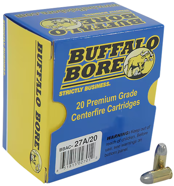 Buffalo Bore 27A20 Strictly Business, 380 ACP +P, 100gr Hard Cast Flat Nose, 20 Rds 