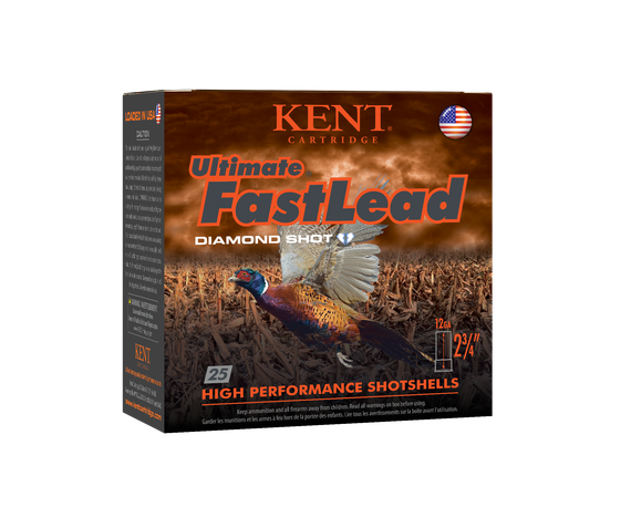 Kent Ultimate Fast Lead Diamond Shot 12 Gauge 2.75" 1 1/4 oz #4 Shot, 25 Rounds 