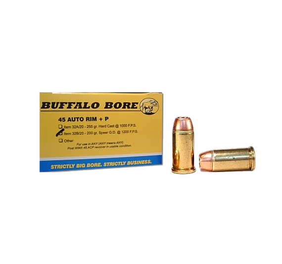 Buffalo Bore 32B20 Strictly Business 45 Auto Rim +P 200gr JHP, 20 Rds 