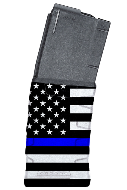 Mission First Tactical Extreme Duty, Magazine, 30 Rds, Blue Line American Flag Black Polymer 