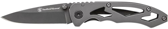 Smith & Wesson CK400CP Skeletonized, Drop Point Folding Knife, Stainless Steel Blade & Skeletonized Handle, Silver 