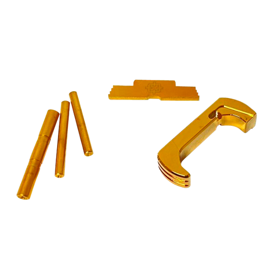 Cross Armory 3 Piece Kit, Extended Controls for Glock Gen4, Gold Anodized Aluminum/Steel 