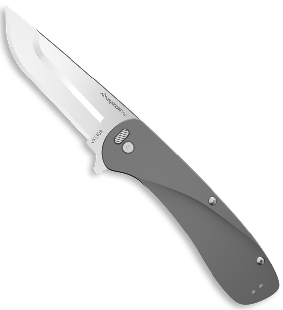 Outdoor Edge Razor VX1, 3" Plain 420J2 SS Blade, Gray Anodized Aluminum Handle, Folding EDC Knife 
