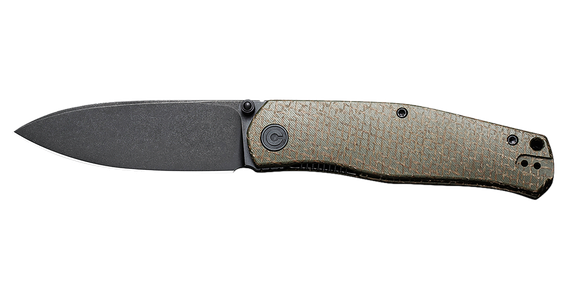 Civivi Sokoke, 3.35" Drop Point Blade, Green Burlap Micarta Handle, Black Stonewashed Finish 