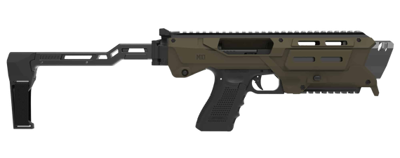 Meta Tactical MX-1, Glock Conversion Kit, OD Green Aluminum Frame w/ M-LOK & Picatinny Rail, Black Polymer Folding Stabilizer 