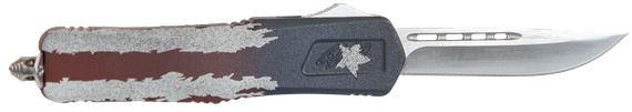 Great Lakes Firearms GLKMDSMTFAMF, Medium OTF Knife, 3.50" Plain Steel Blade, American Flag Cerakote Aluminum Handle 