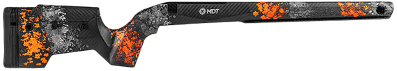 MDT CRBN Stock, Fits Remington 700 Short Action Right Hand, Foam Filled Carbon Fiber, Hunter Orange/Grey Finish 