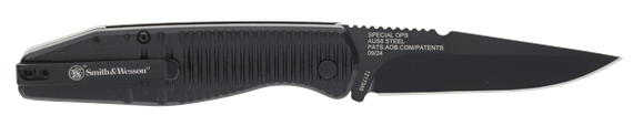 Smith & Wesson Special Ops Auto Full Size, AUS-8A Stainless Steel Drop Point Blade, Aluminum Handle, Black 